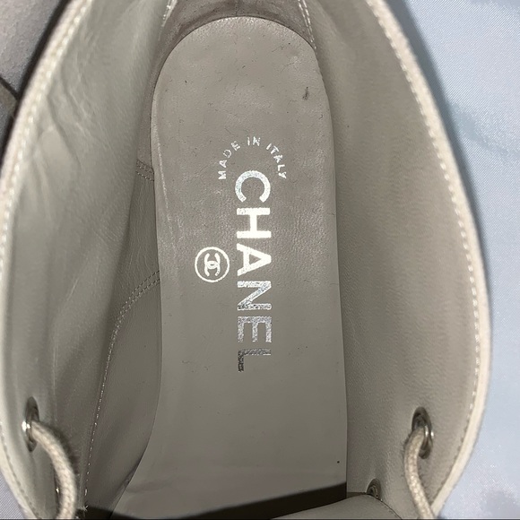 CHANEL size 35.5 cream suede cap toe CHUKKA BOOTIES - Picture 10 of 12